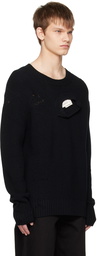 Feng Chen Wang Black Distressed Sweater