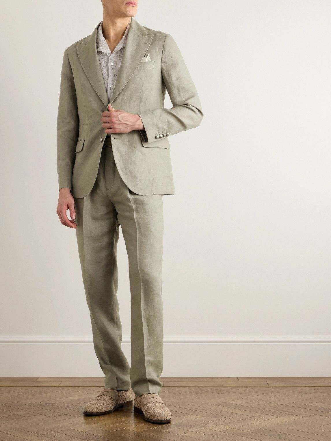 Brunello Cucinelli Herringbone Linen Suit Neutrals Brunello Cucinelli