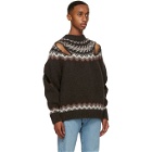 Stefan Cooke Brown and Off-White Wool Slashed Sweater