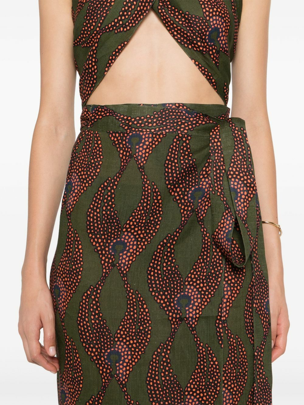 Maison La Plage Green Ravello Linen Wrap Skirt