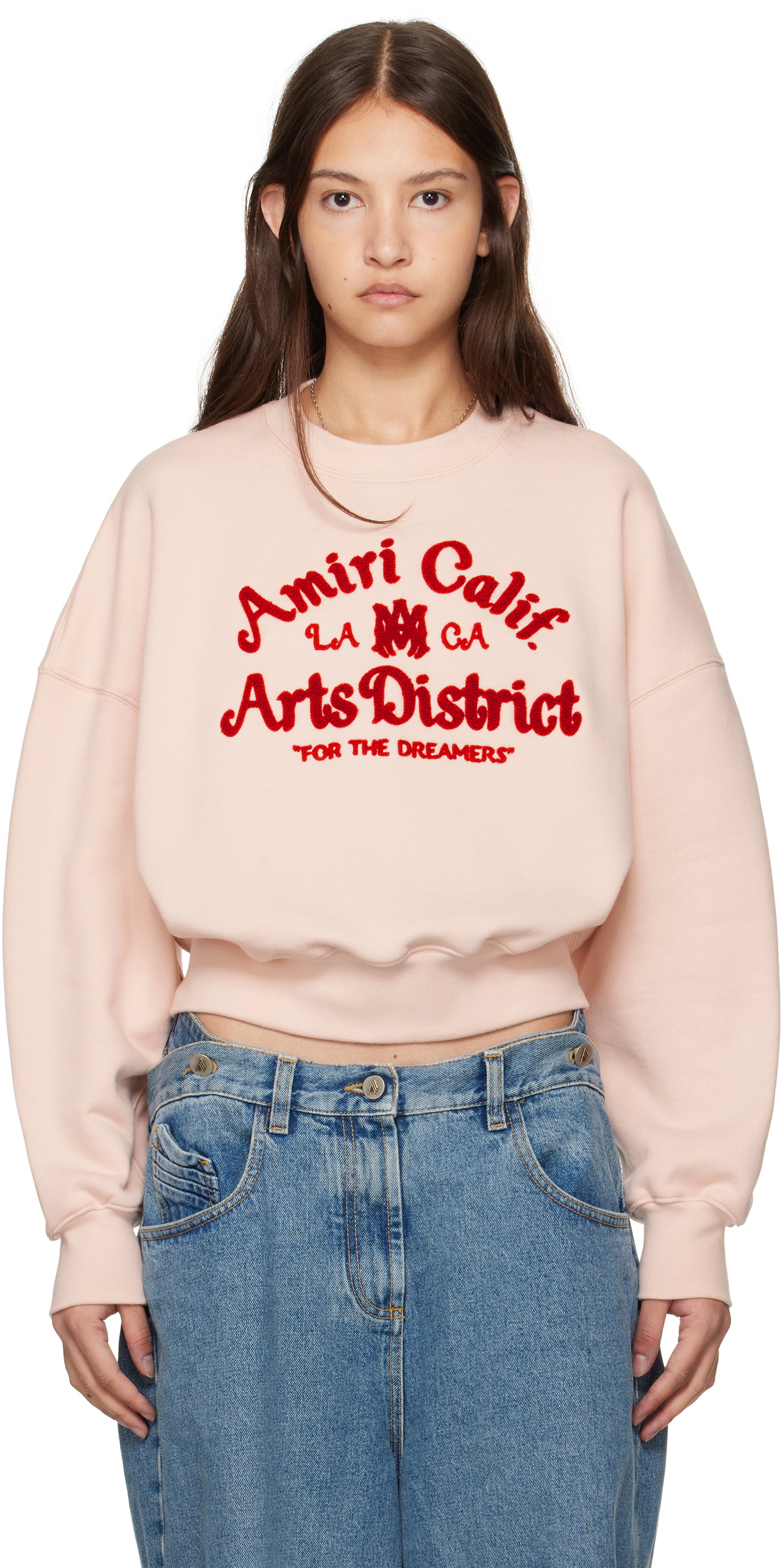 AMIRI Pink 'Arts District' Cropped Sweatshirt