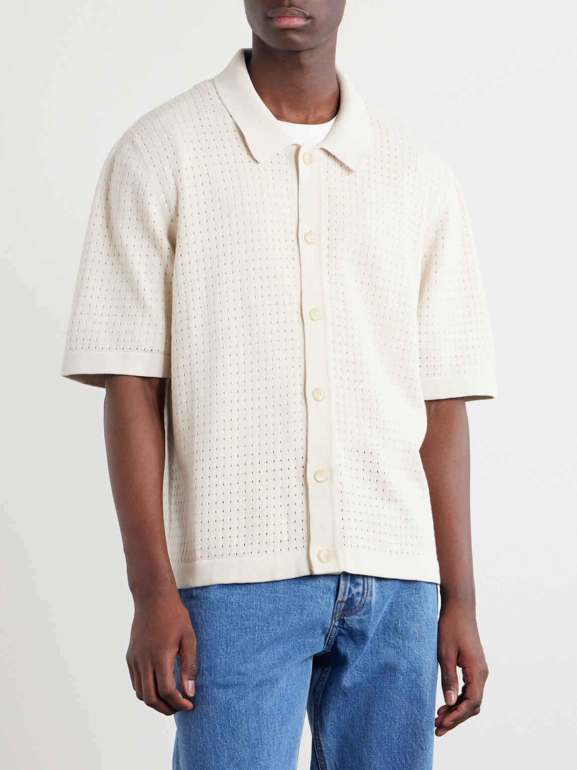 Corridor - Pointelle-Knit Organic Cotton Shirt - Neutrals