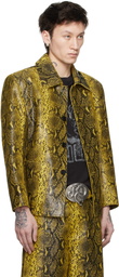 LU'U DAN Black & Yellow 'Year of the Snake' Creep Leather Jacket