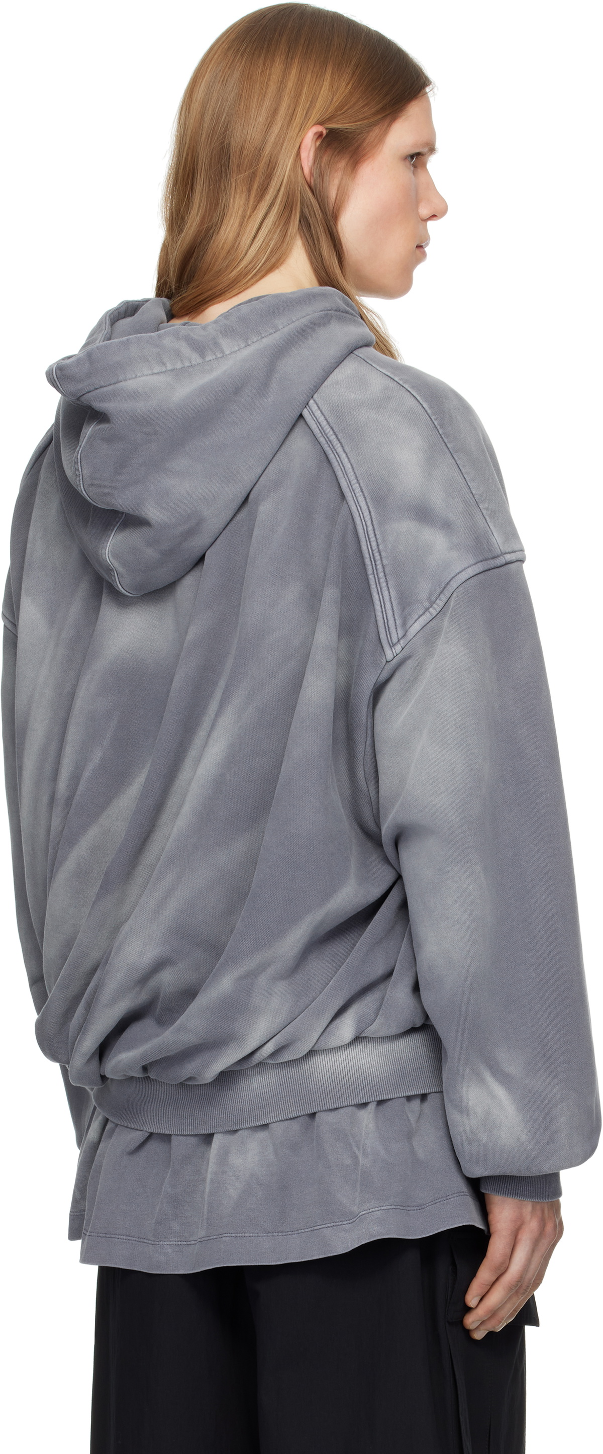 Juun.J Blue Layered Twisted Hoodie