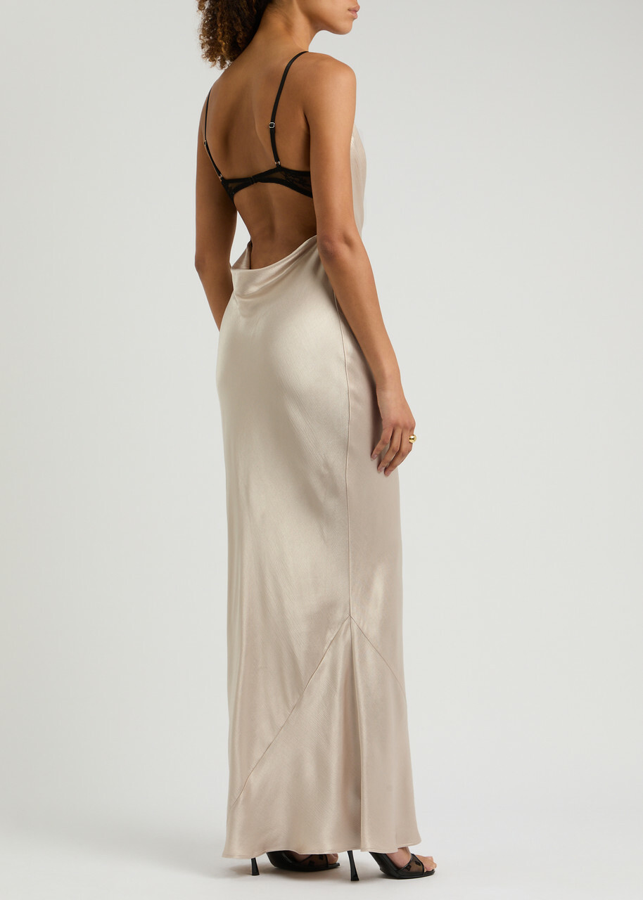 sachin and babi light blue dress Lyla Asymmetrical Satin Maxi Dress - Plum main image 1