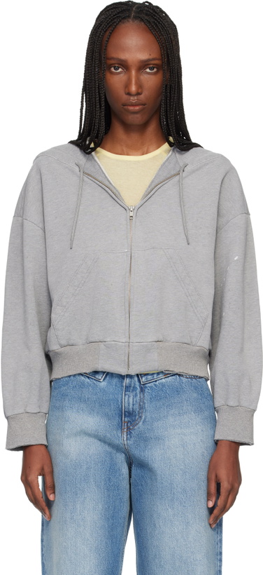 Photo: MM6 Maison Margiela Gray Unbrushed Cotton Sweatshirt