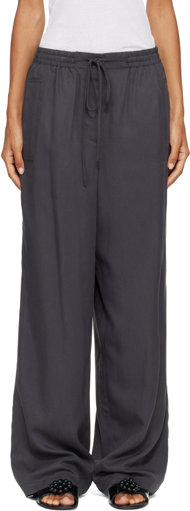 LE17SEPTEMBRE Gray Silky Drawstring Trousers