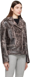 OPEN YY Brown Distressed Leather Jacket