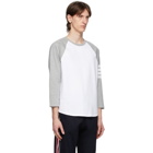 Thom Browne Grey and White 4-Bar Baseball T-Shirt