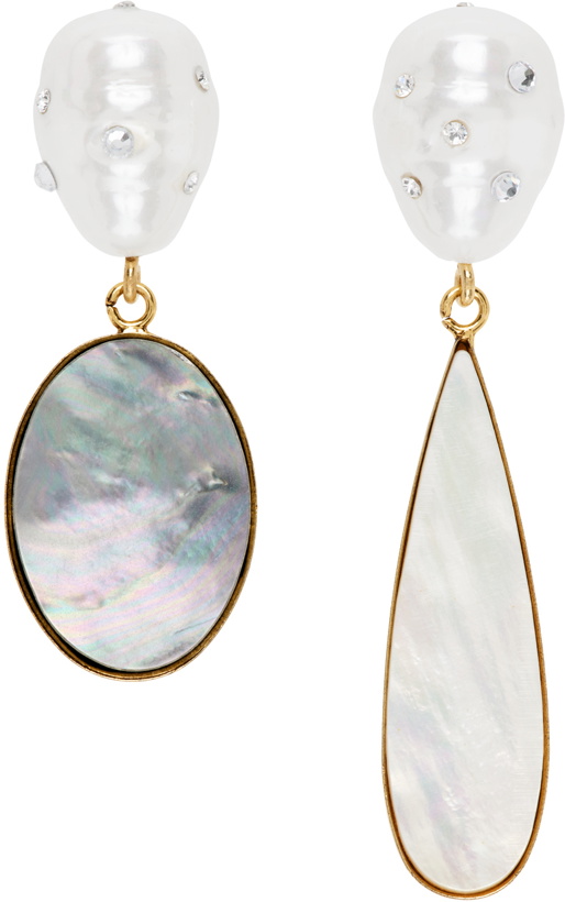 Photo: Erdem Gold Asymmetric Pearl Earrings