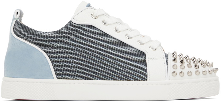 Photo: Christian Louboutin Blue & Gray Louis Junior Spikes Sneakers