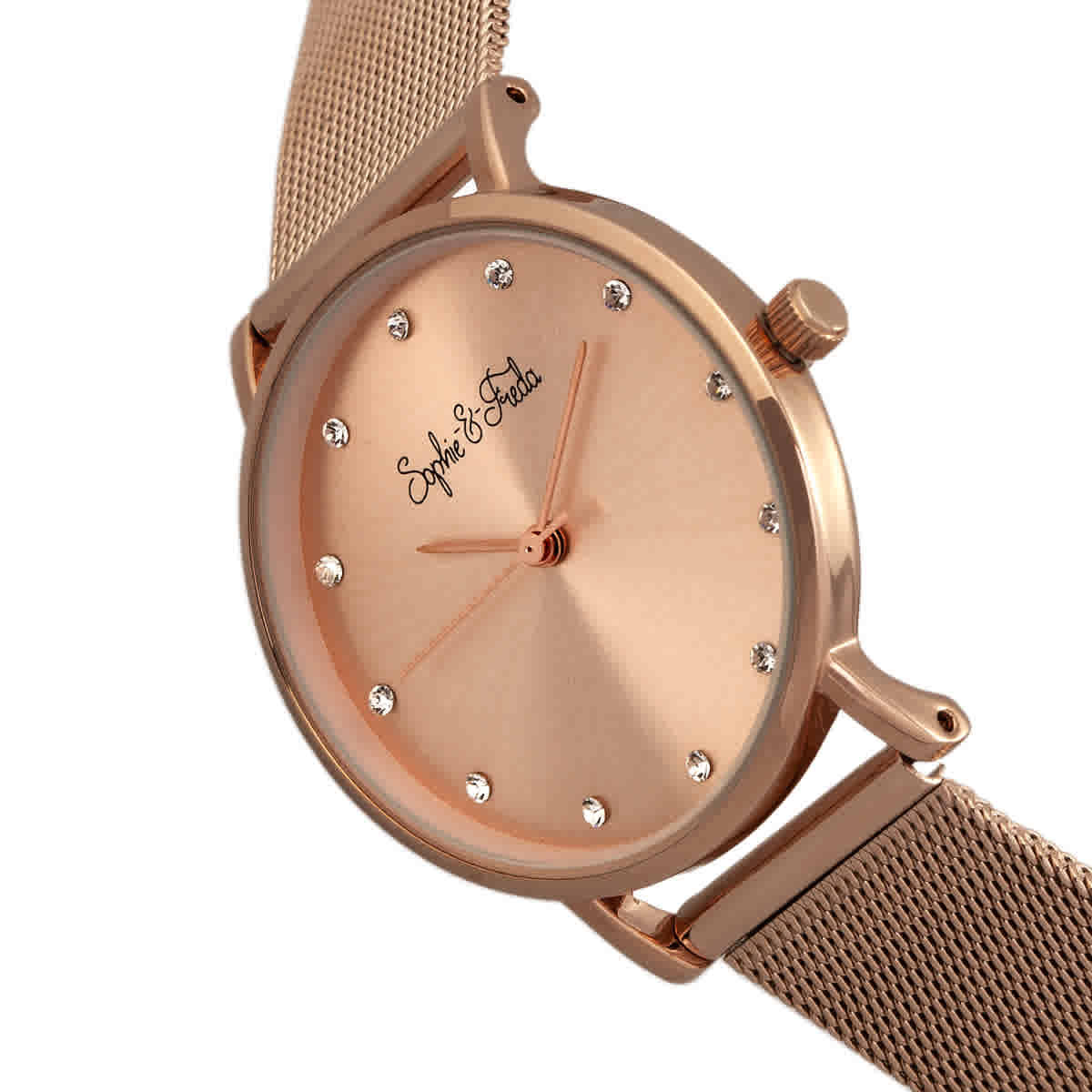 Sophie And Freda Savannah Crystal Rose Gold Dial Ladies Watch SF4202