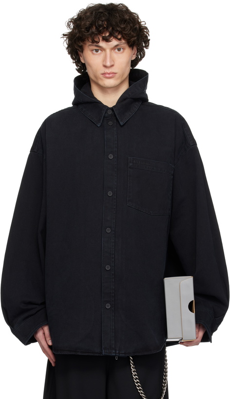 Photo: Balenciaga Black Denim Shirt Jacket