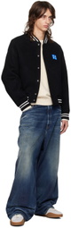 ADER error Black TRS Tag Varsity Bomber Jacket