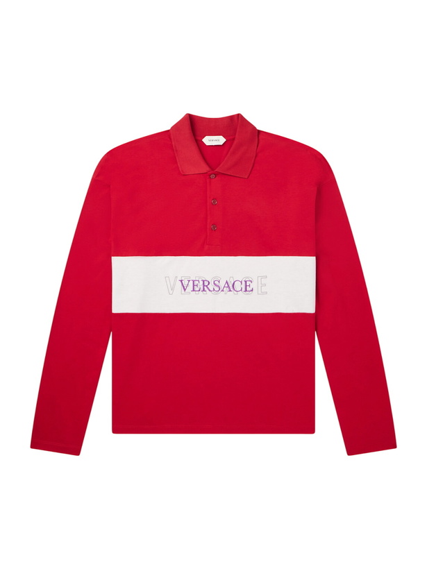 Photo: Versace - Polo Cotton Logo Embroidery Shirt - Red