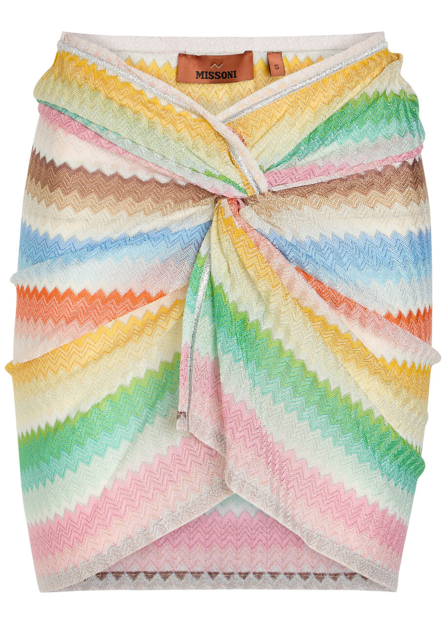 Missoni Striped Metallic-knit Mini Beach Skirt Multicoloured