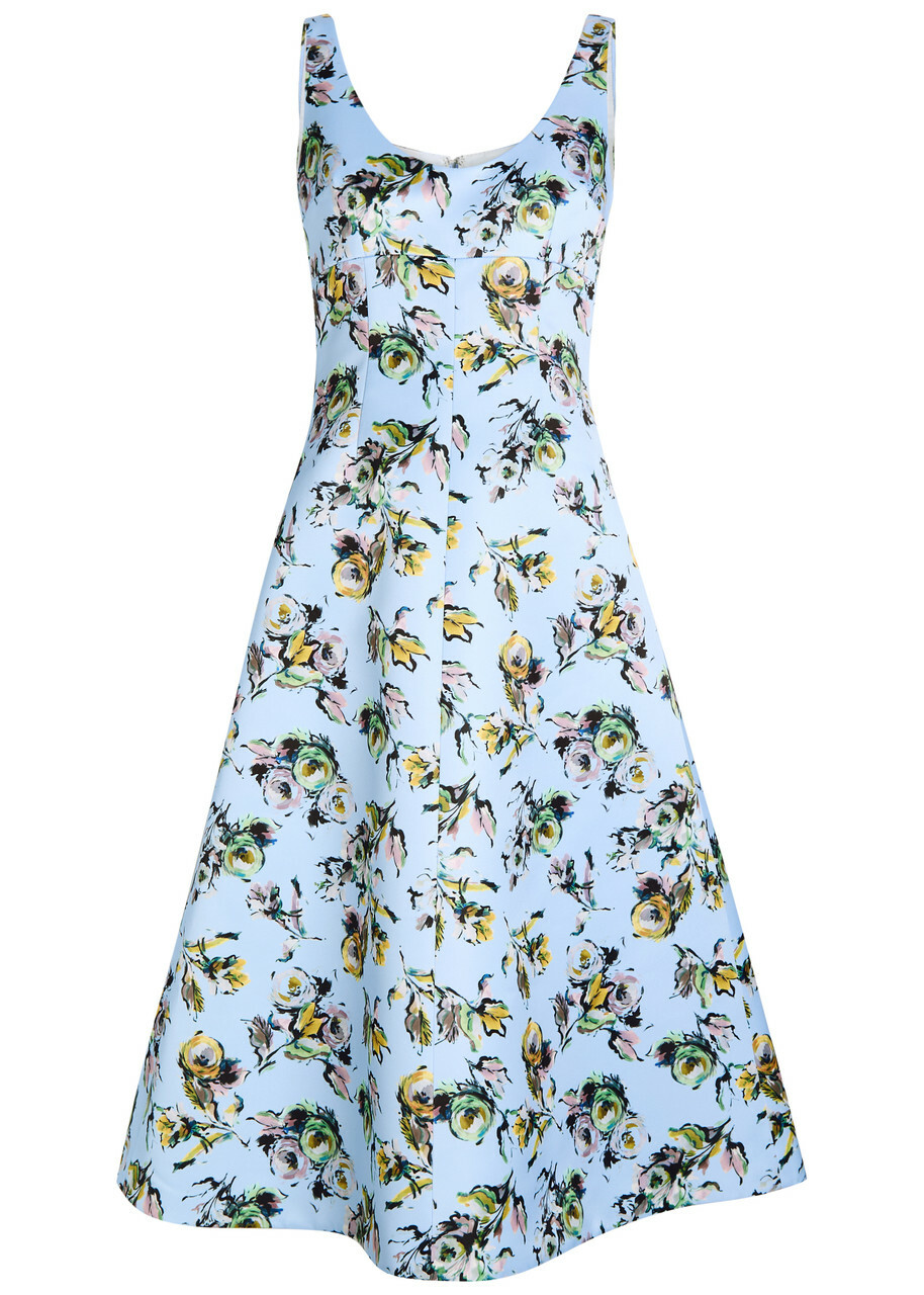 Emilia Wickstead Abella Floral-print Satin Midi Dress Green