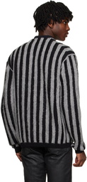 Maison Kitsuné Black & Gray Striped Cardigan