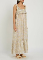 Chloe Floral-print Frill Silk Maxi Dress Purple