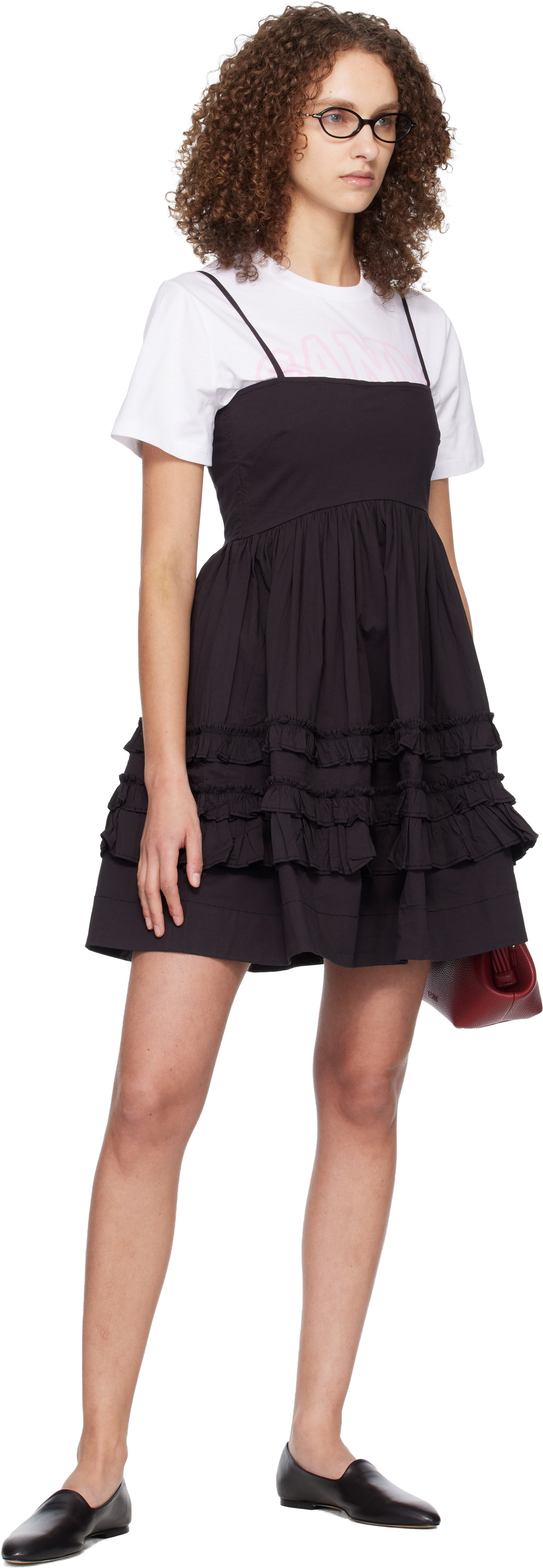 GANNI Black Frill Minidress