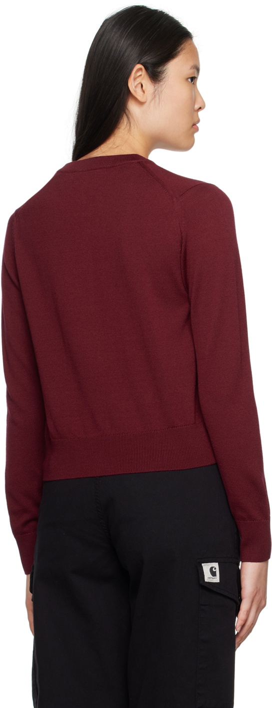 Maison Kitsuné Burgundy Bold Fox Head Cardigan