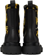 Versace Jeans Couture Black Printed Chelsea Boots