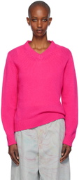 The Elder Statesman Pink Monterey V-Neck Sweater