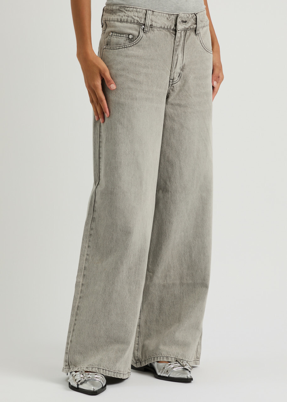 House OF Sunny Lace-up Wide-leg Jeans Grey