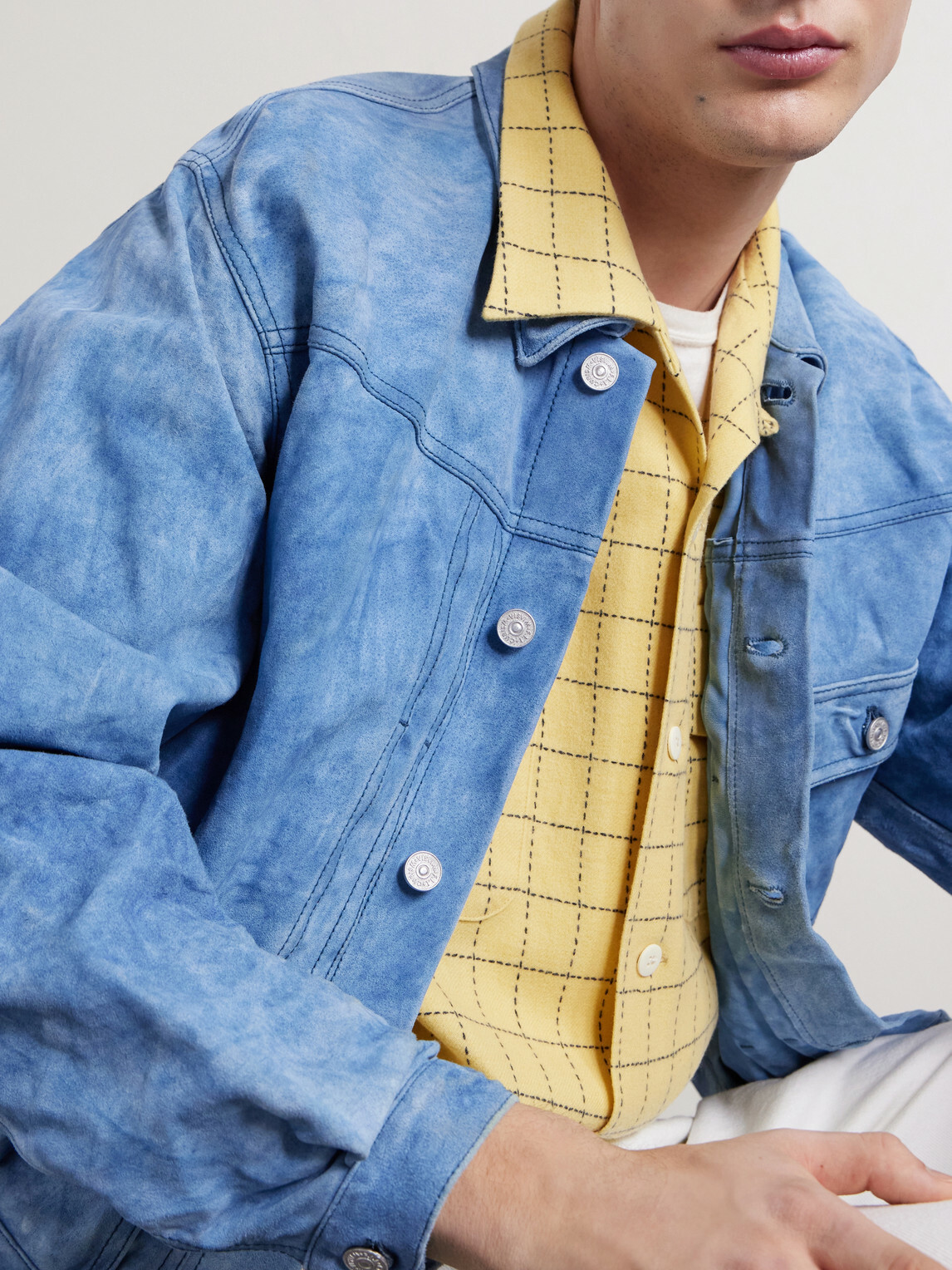 Visvim - 102X Cropped Leather Jacket - Blue Visvim