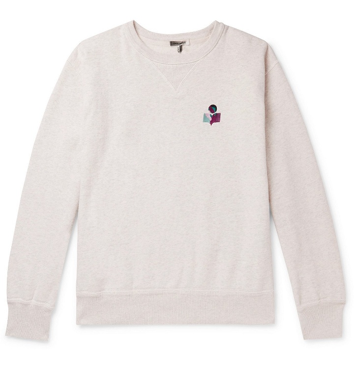 Photo: ISABEL MARANT - Mike Logo-Embroidered Fleece-Back Cotton-Jersey Sweatshirt - Neutrals
