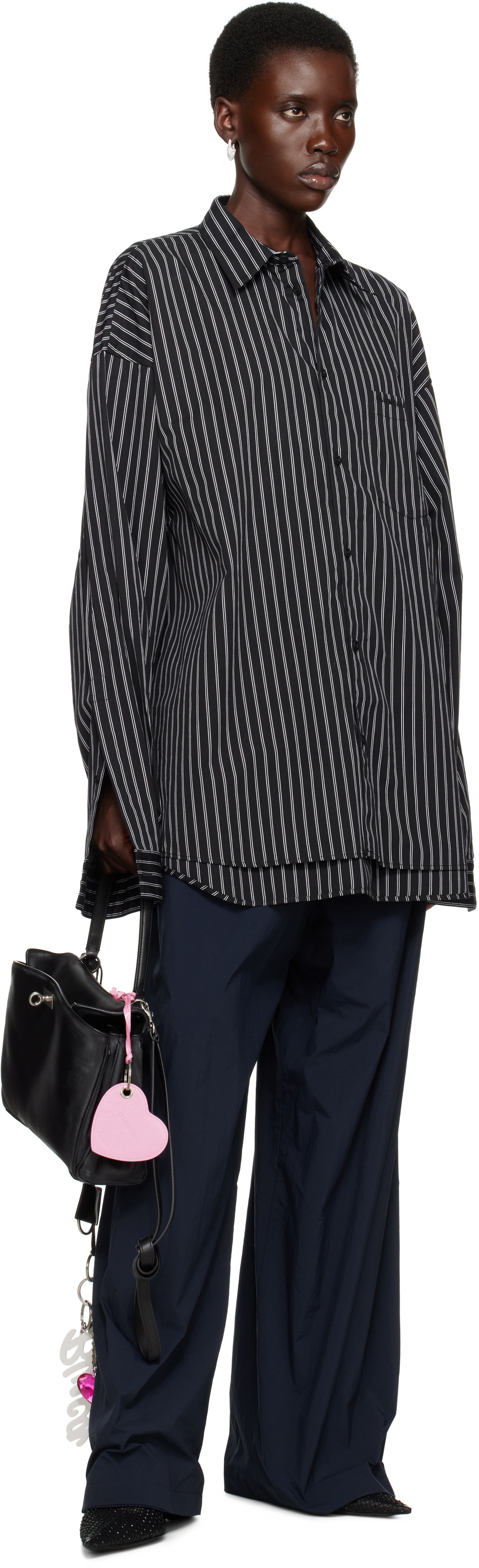Balenciaga Navy Nylon Track Pants