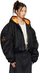 LU'U DAN Black Distorted MA1 Bomber Jacket