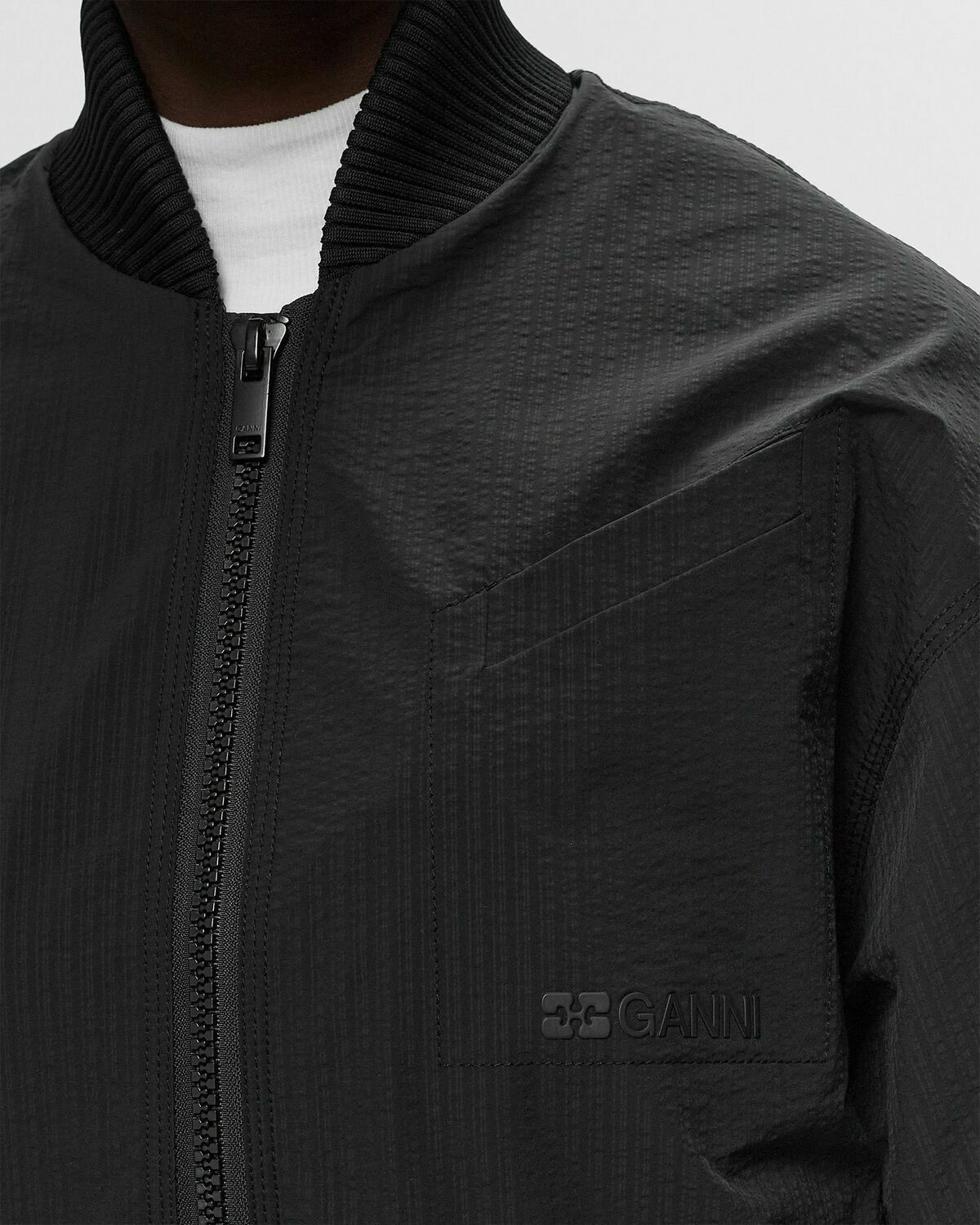 Ganni Tech Seersucker Oversized Shell Coat Black Coats GANNI