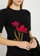 Erdem Floral-intarsia Knit T-shirt Black