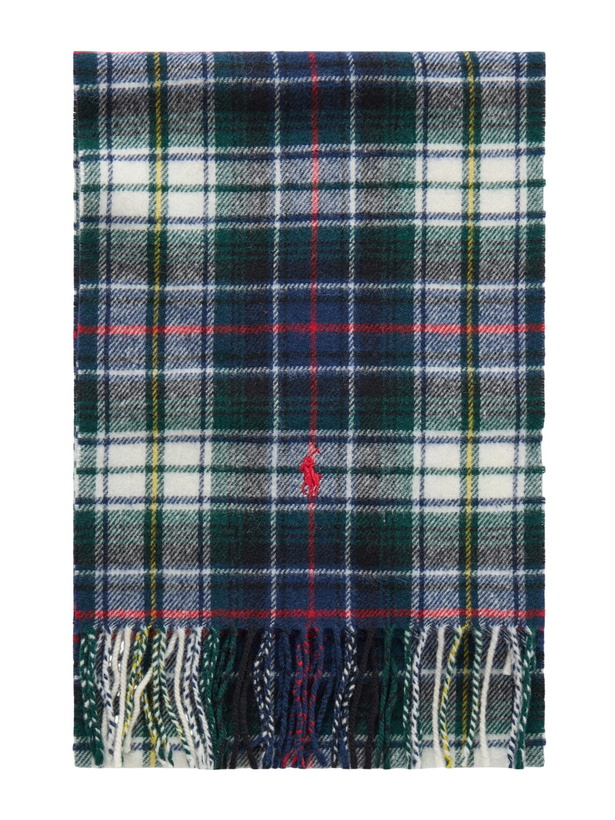 Photo: Polo Ralph Lauren - Fringed Logo-Embroidered Recycled Checked Wool-Blend Scarf
