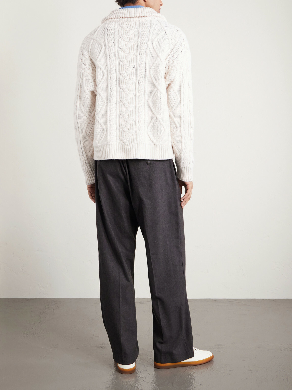FRAME - Cable-Knit Wool and Cashmere-Blend Half-Zip Sweater - Neutrals