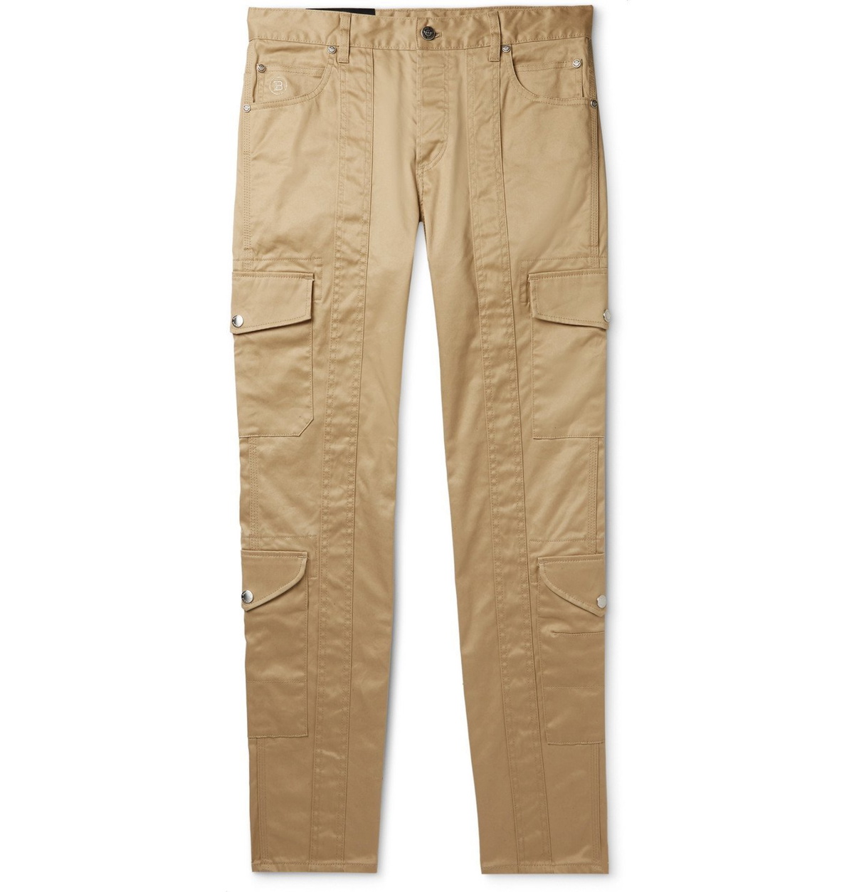 Balmain - Slim-Fit Cotton-Blend Gabardine Cargo Trousers - Neutrals Balmain