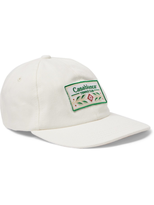 Photo: Casablanca - Laurel Logo-Appliquéd Cotton-Twill Baseball Cap - Neutrals