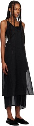 Recto Black Semi-Sheer Midi Dress