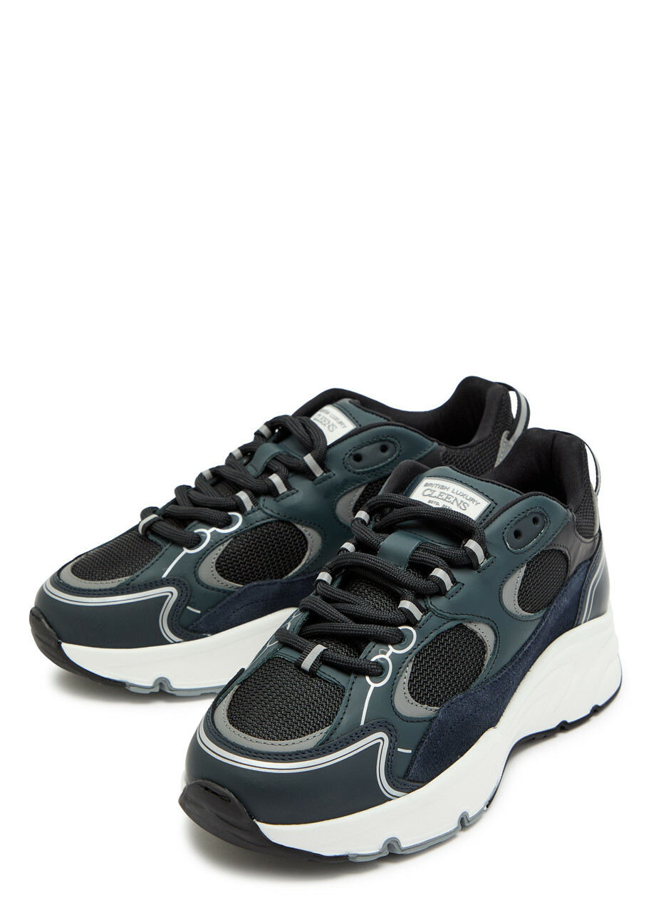 Cleens Pulse Runner Panelled Mesh Sneakers Navy