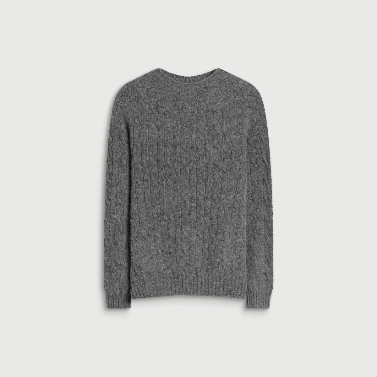 Barbour Men's Scottish Made Cable Crew in Grey Marl