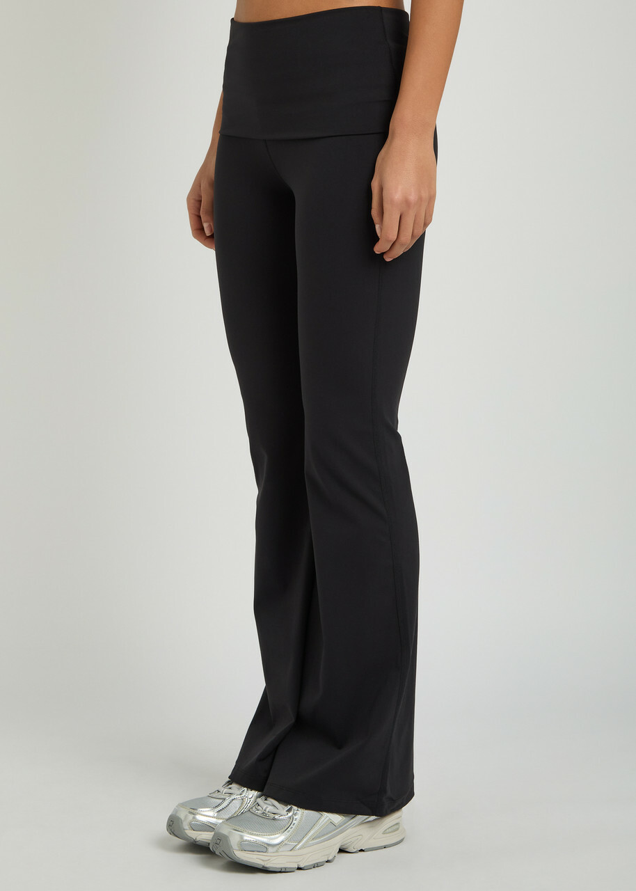 Tala Dayflex Fold-waist Flared Stretch-jersey Trousers Black