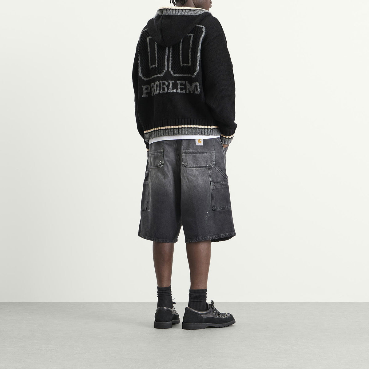 No Problemo NYP Varsity Zip Through Knit in Black