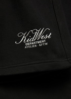Kidwest Script Logo-print Cotton Shorts Black