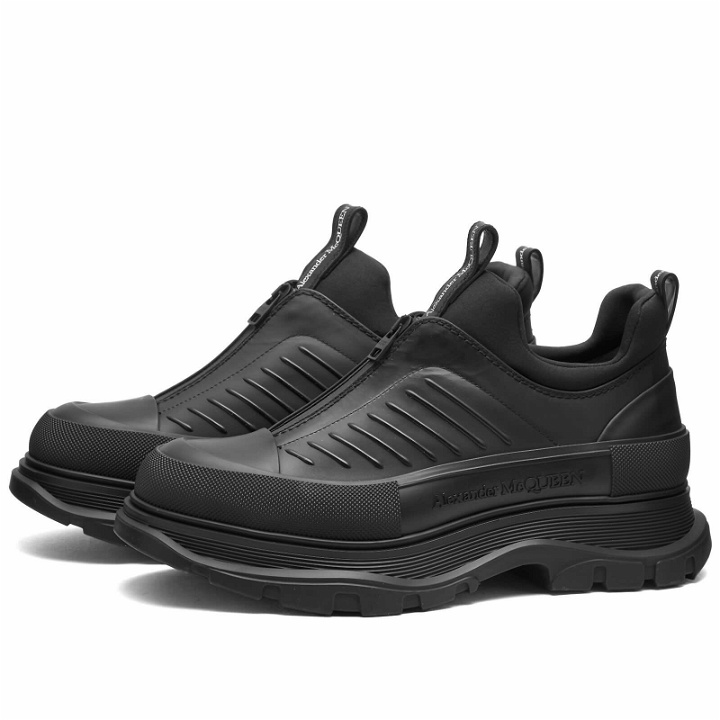 Photo: Alexander McQueen Men's Tread Sole Zip Sneakers in Black