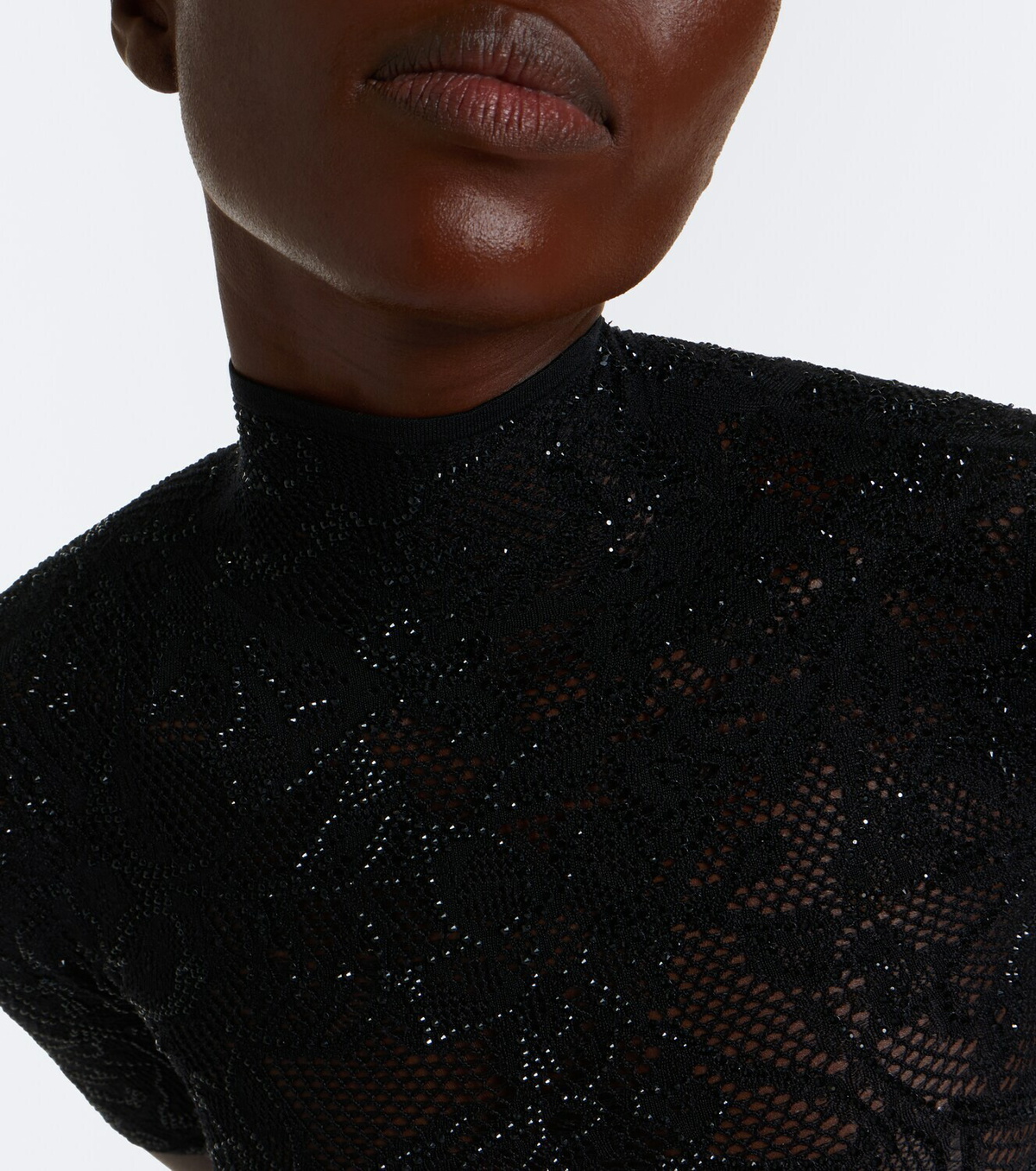 Gucci Embellished silk-blend lace crop top