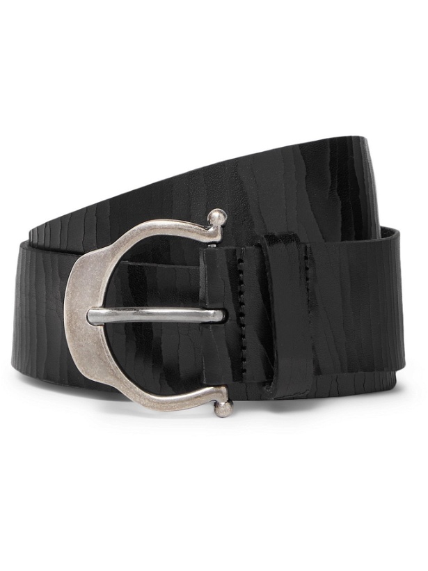 Photo: SAINT LAURENT - 3.5cm Cracked-Leather Belt - Black - EU 80