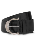 SAINT LAURENT - 3.5cm Cracked-Leather Belt - Black - EU 80