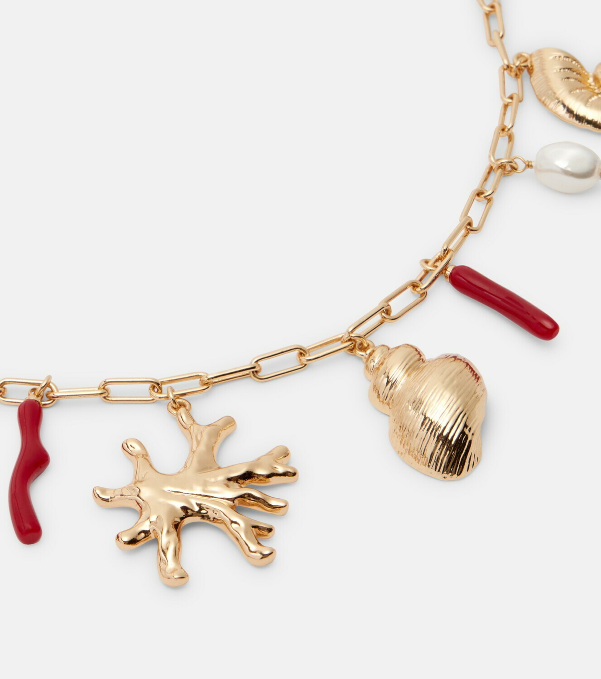Self-Portrait Faux pearl-embellished charm necklace