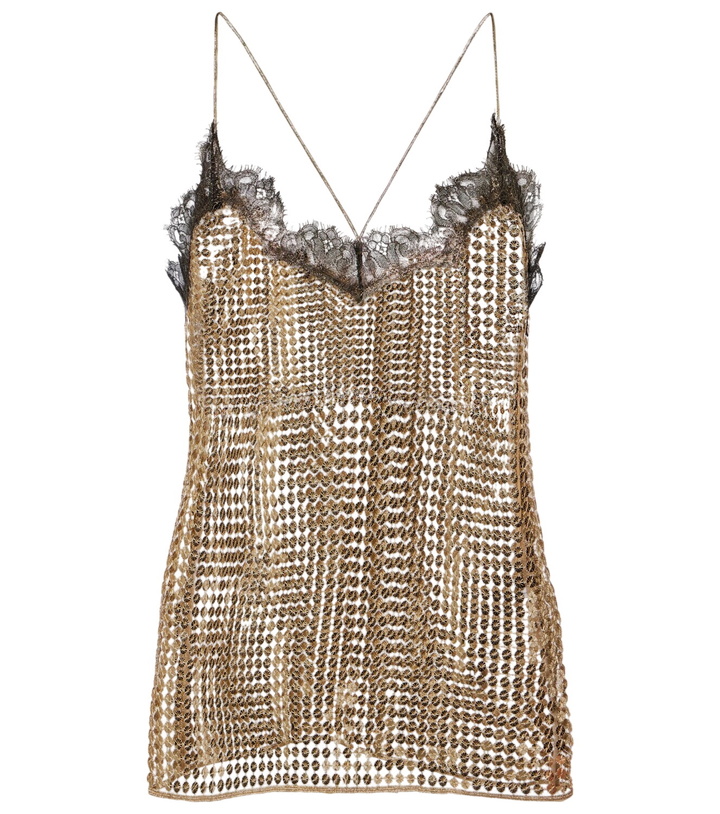 Photo: Roberto Cavalli Sequined lace-trimmed top